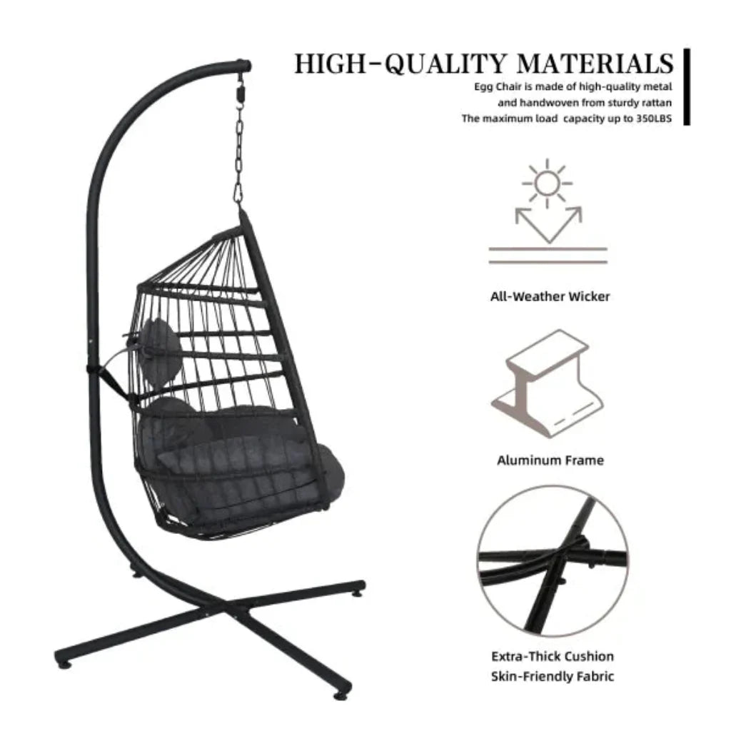 Livara Hanging PE Rattan Egg Chair - Apartment Living, Waterproof Cushion