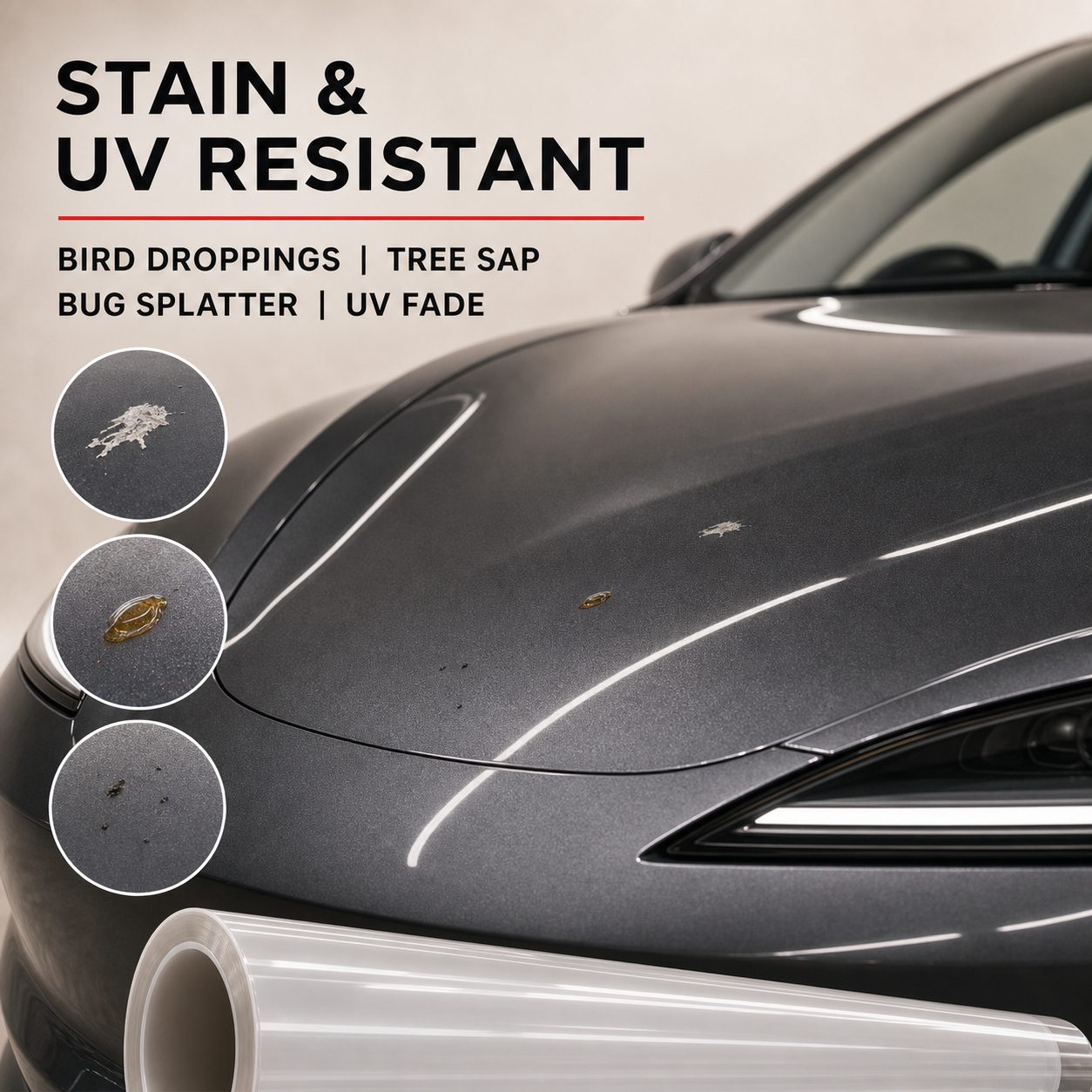 Clear Glossy TPU PPF Car Paint Protection Film – Self-Healing, 7.5mil, 1.52m x 15m Full Roll