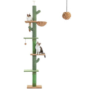 Floor-to-Ceiling Cat Tree 275cm | Adjustable Cactus Tower Green