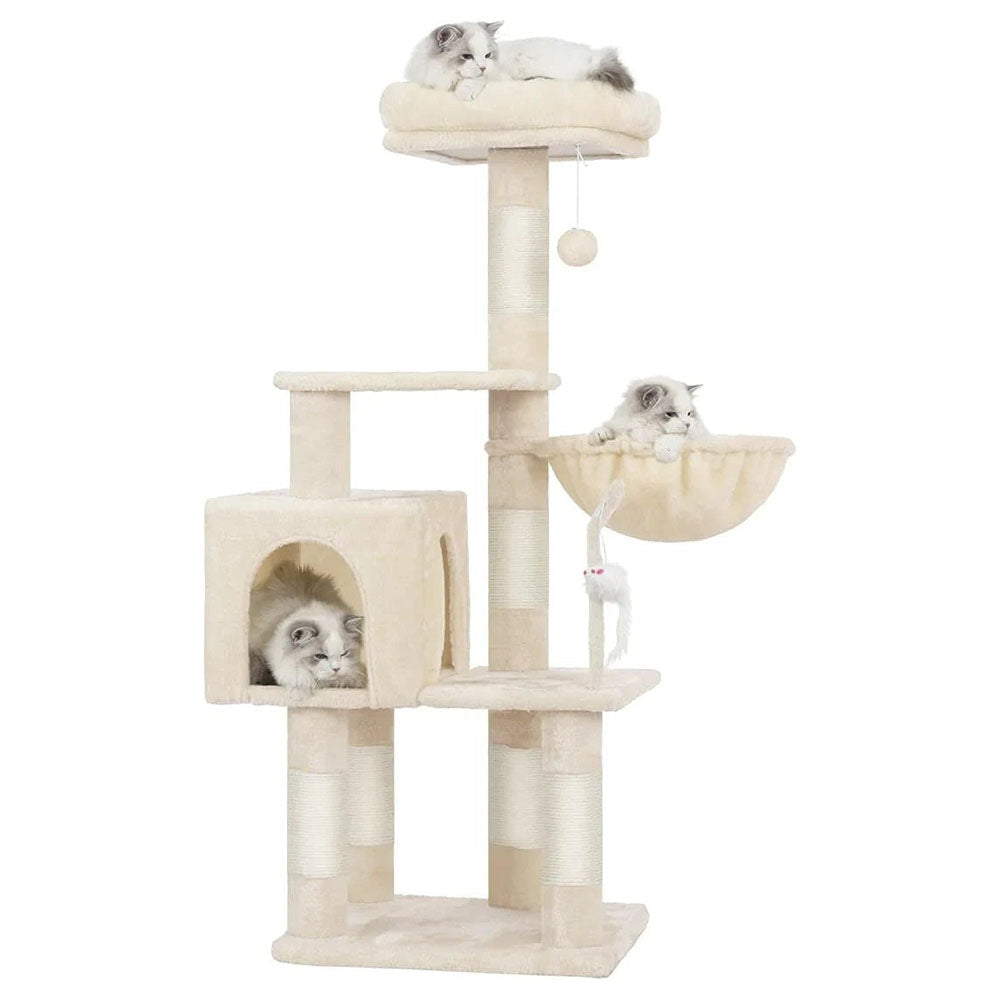 110cm Cat Tree Tower | Multi-Level Climbing Frame with Hammock