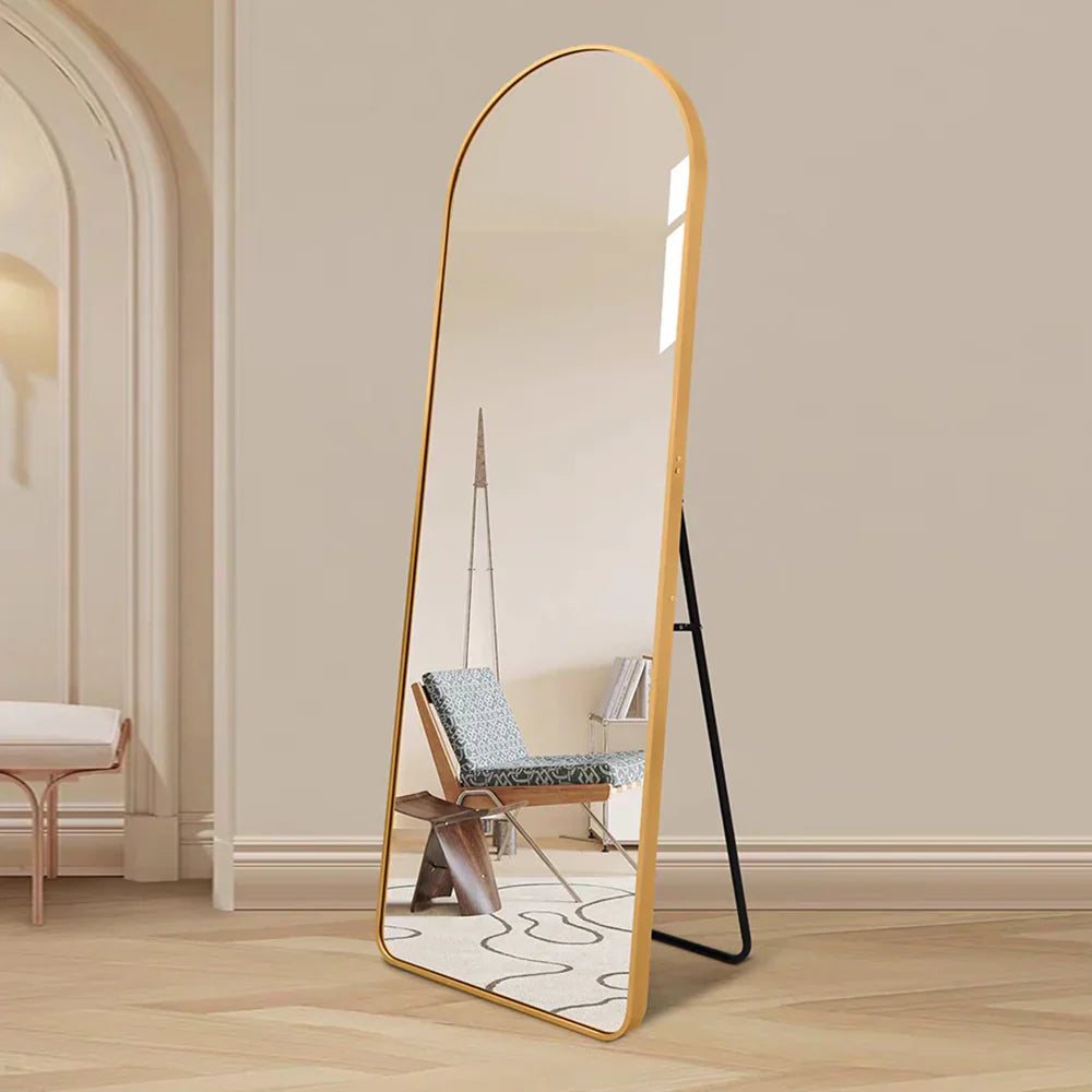 Livara Metal Arch Full-Length Mirror - Modern Decor, Gold Finish