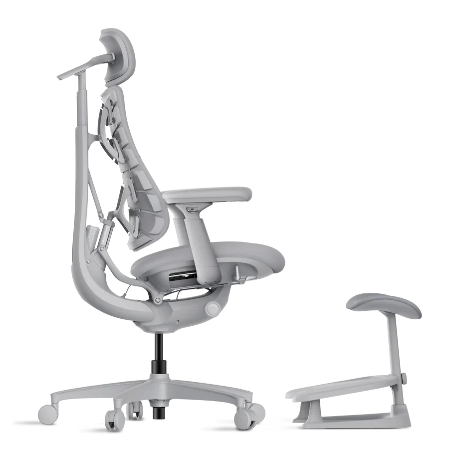 LiberNovo Omni chair with matching StepSync footrest in Space Gray