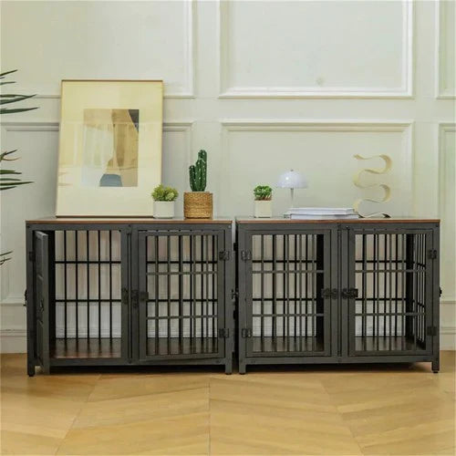 Livara Heavy-Duty Dog Crate End Table - Daily Use, 4 Lockable Doors