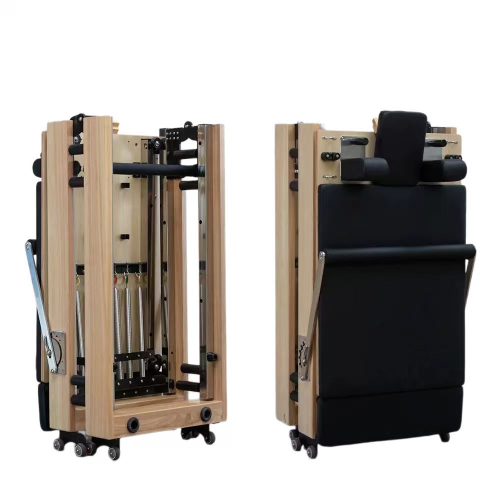 Livara Foldable Oak Wood Pilates Reformer - Home Studio Edition, 6-Spring with Jump Board