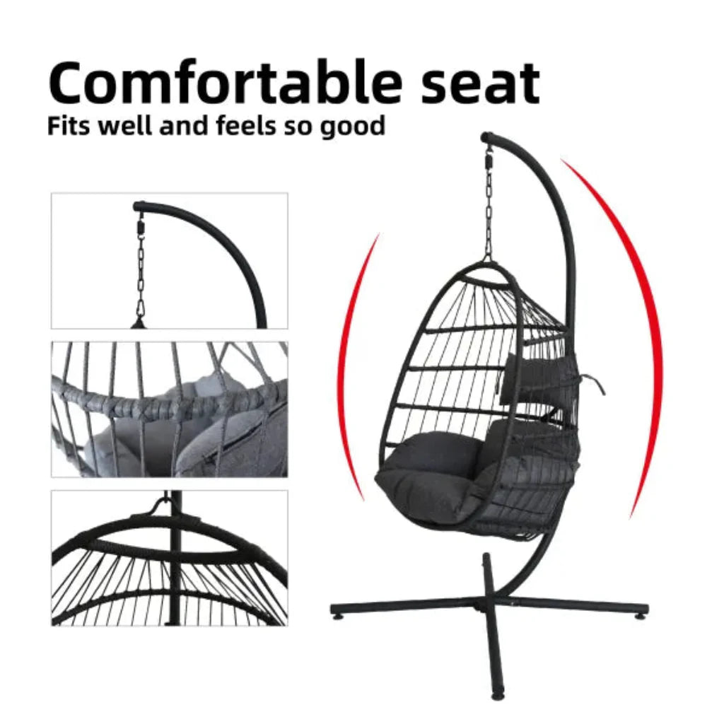 Livara Hanging PE Rattan Egg Chair - Apartment Living, Waterproof Cushion