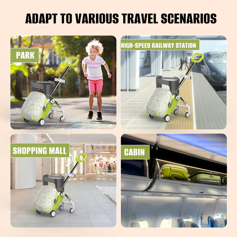 Livara Aluminium Kids Ride-On Suitcase - Travel-Ready, Anti-Rollover Design, Smart Storage