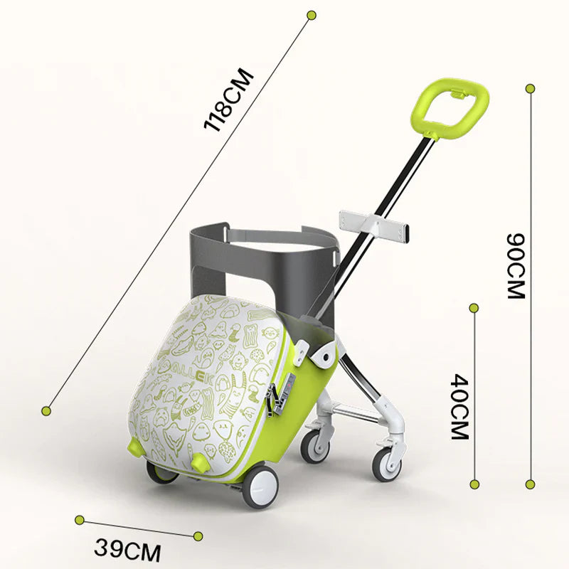 Livara Aluminium Kids Ride-On Suitcase - Travel-Ready, Anti-Rollover Design, Smart Storage
