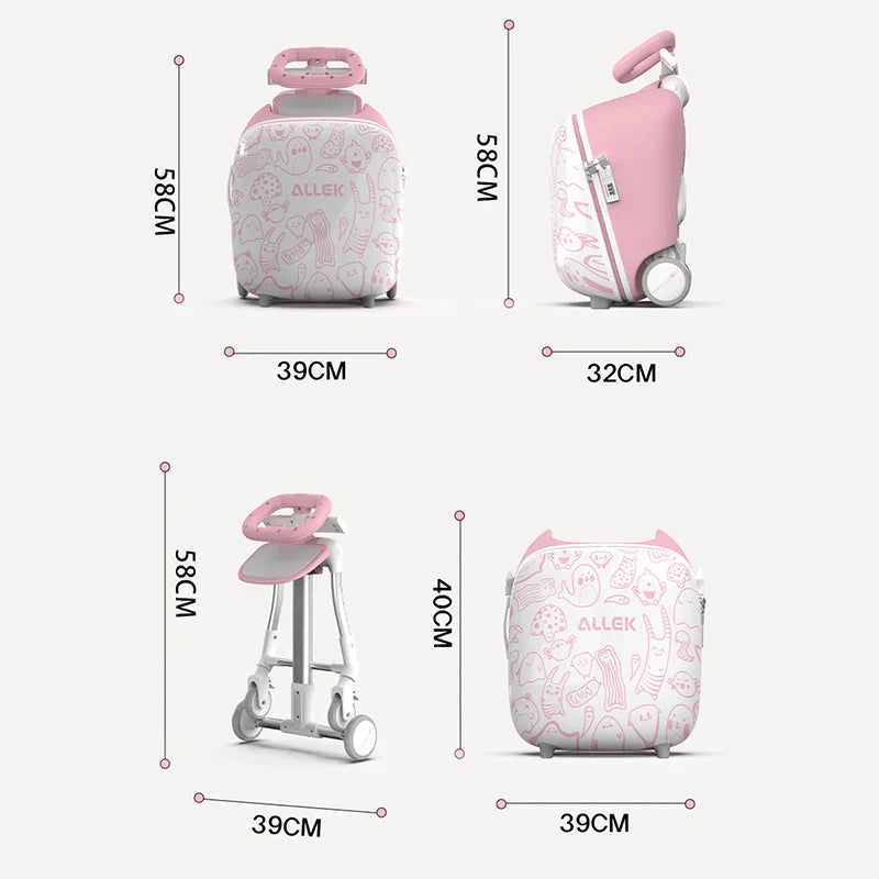 Livara Aluminium Kids Ride-On Suitcase - Travel-Ready, Anti-Rollover Design, Smart Storage