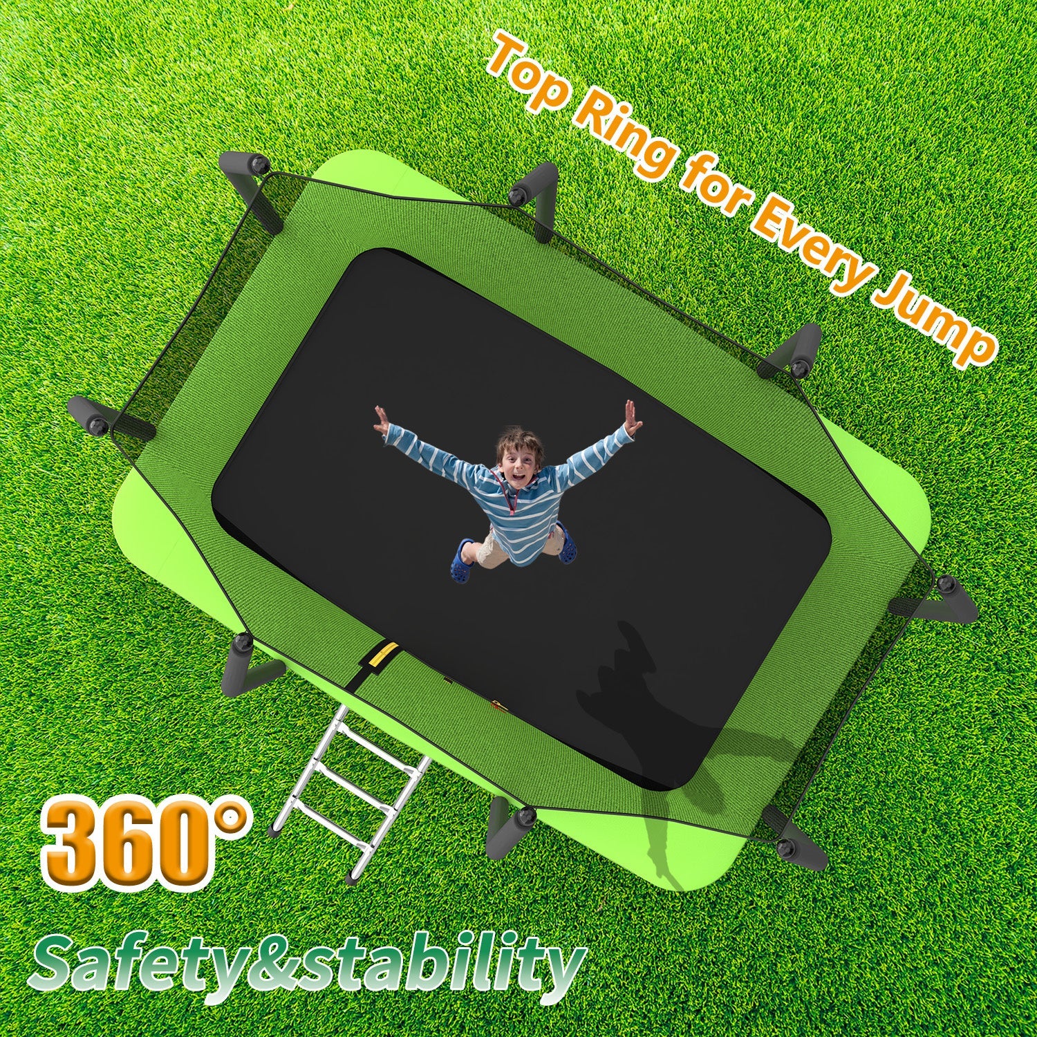 Livara Rectangular Trampoline - Backyard Fun, Galvanised Steel Frame, Safety Enclosure
