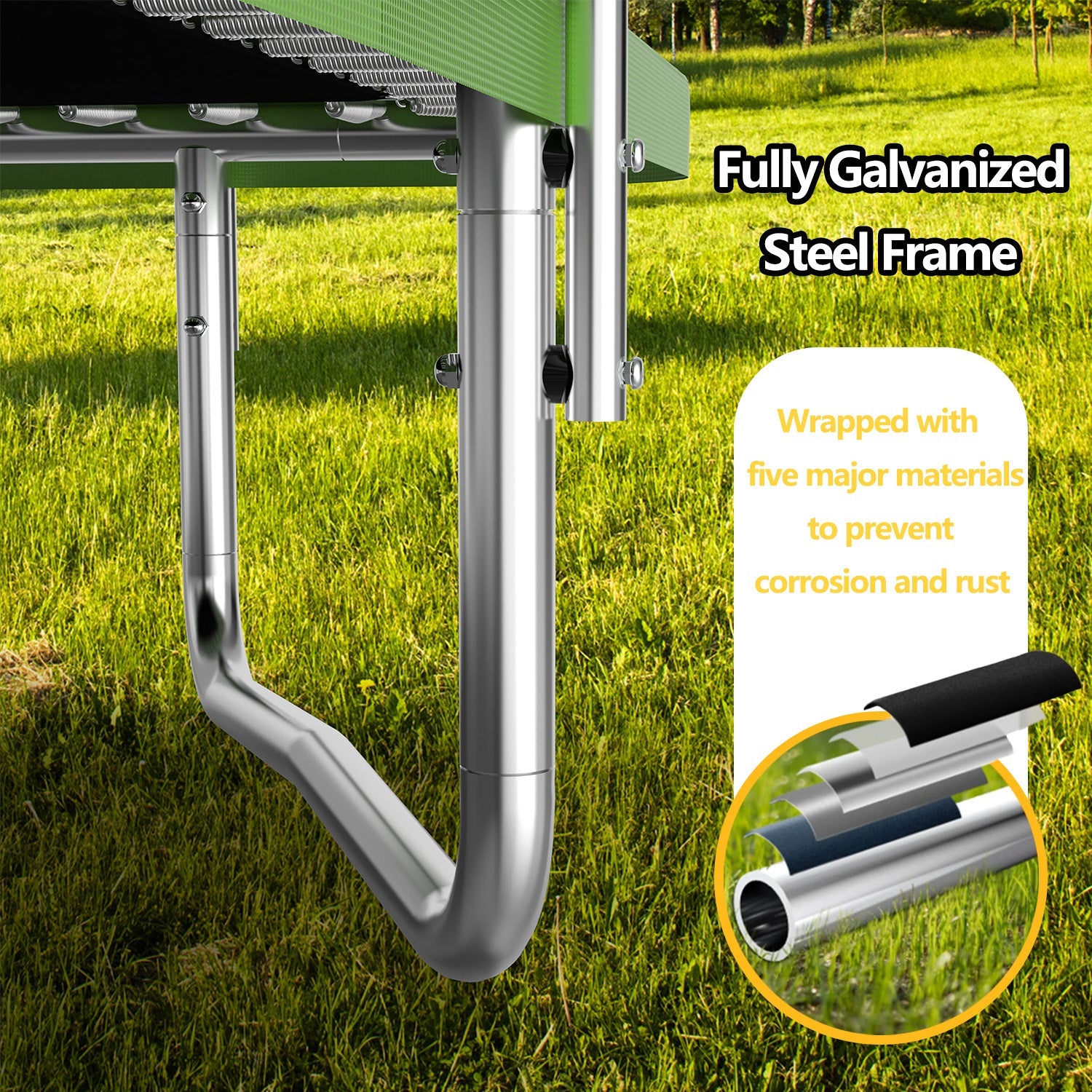 Livara Rectangular Trampoline - Backyard Fun, Galvanised Steel Frame, Safety Enclosure