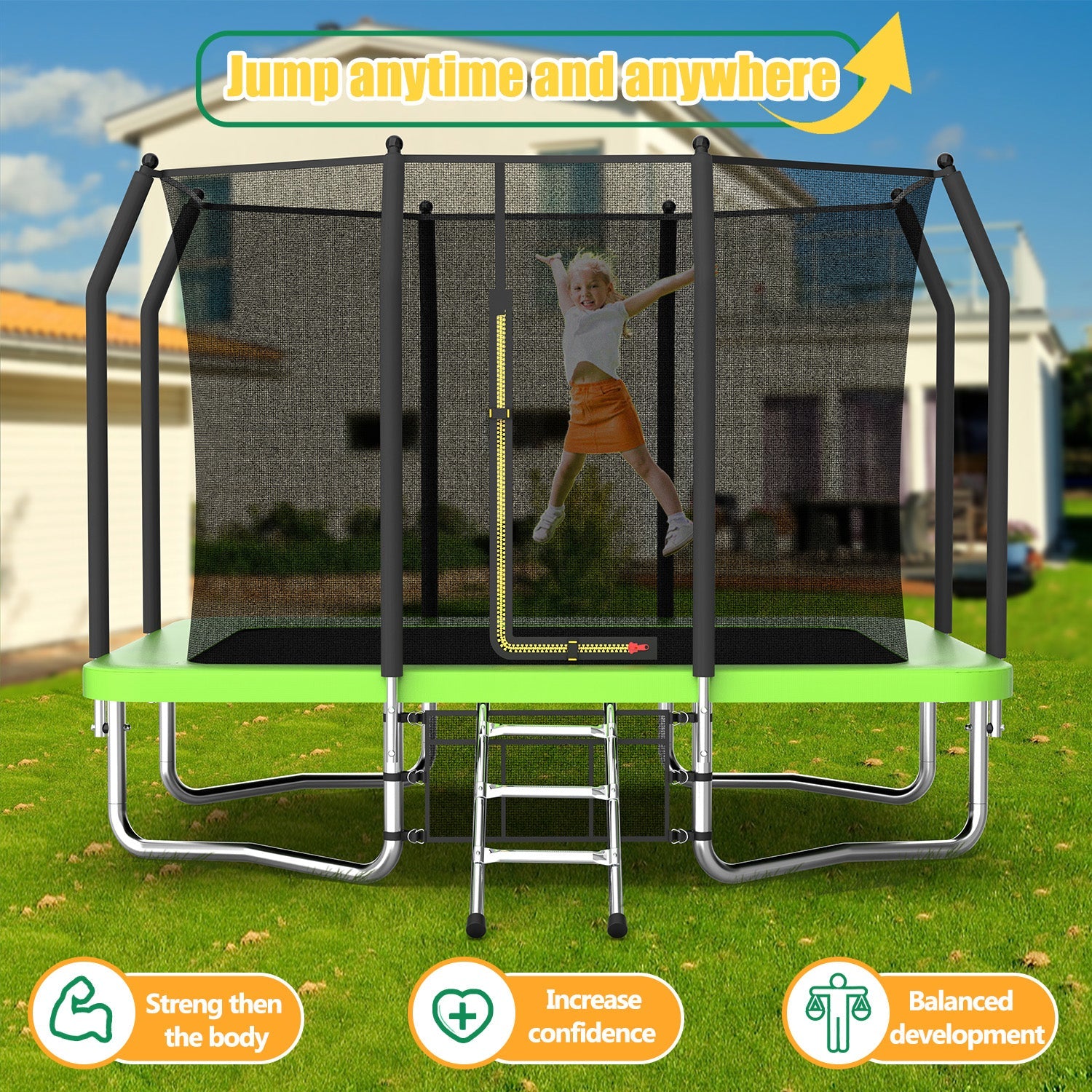 Livara Rectangular Trampoline - Backyard Fun, Galvanised Steel Frame, UV-Resistant Mat