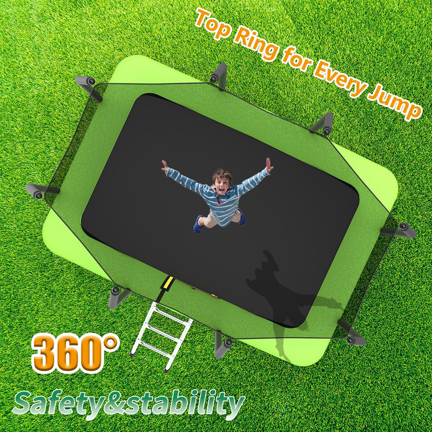Livara Rectangular Trampoline - Backyard Fun, Galvanised Steel Frame, UV-Resistant Mat