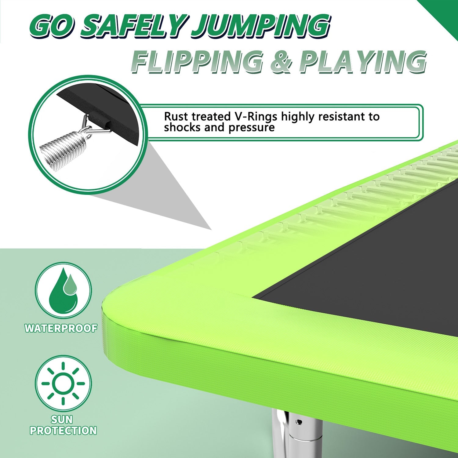 Livara Rectangular Trampoline - Backyard Fun, Galvanised Steel Frame, UV-Resistant Mat