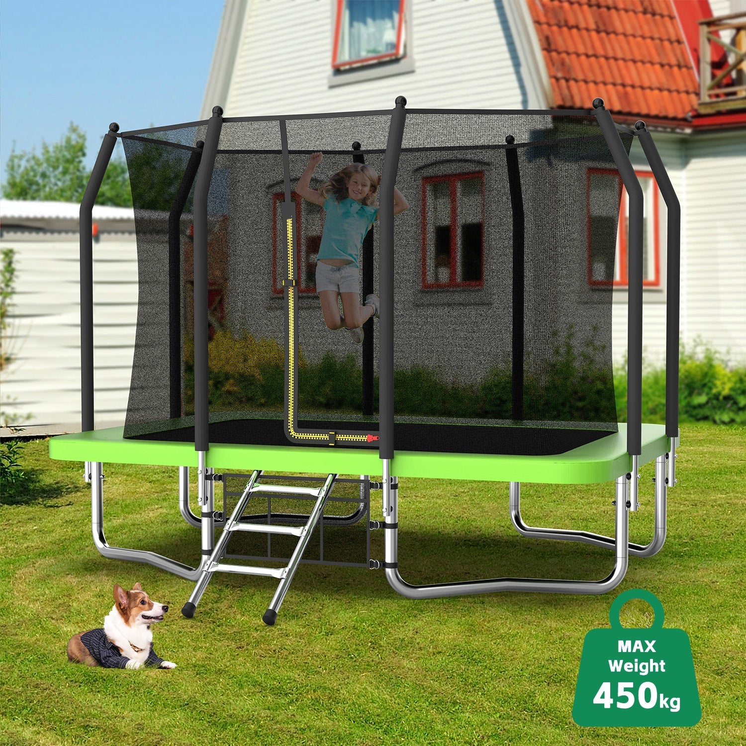 Livara Rectangular Trampoline - Backyard Fun, Galvanised Steel Frame, UV-Resistant Mat