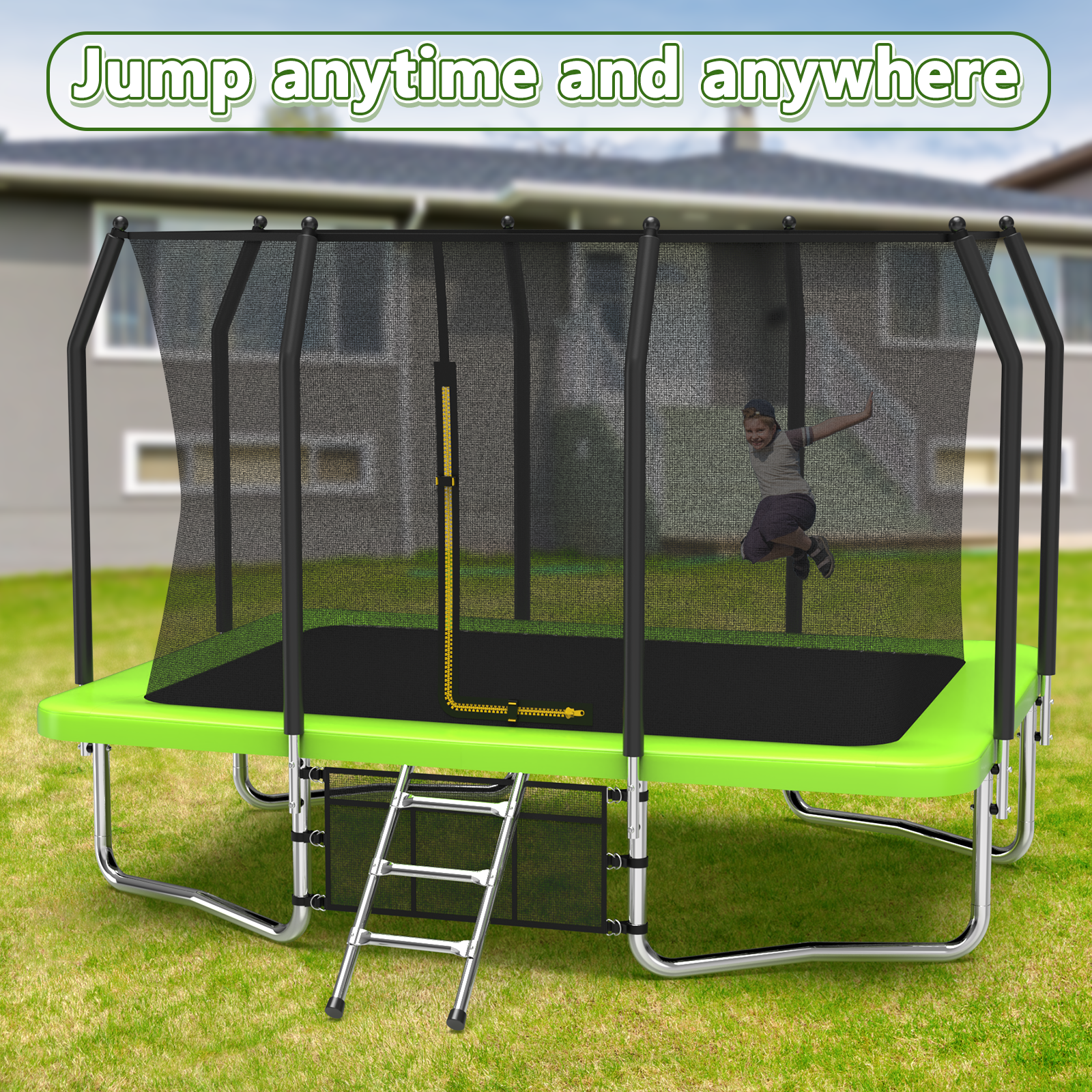 Livara Galvanized Steel-Frame Outdoor Trampoline - Backyard Fun, Safety Enclosure