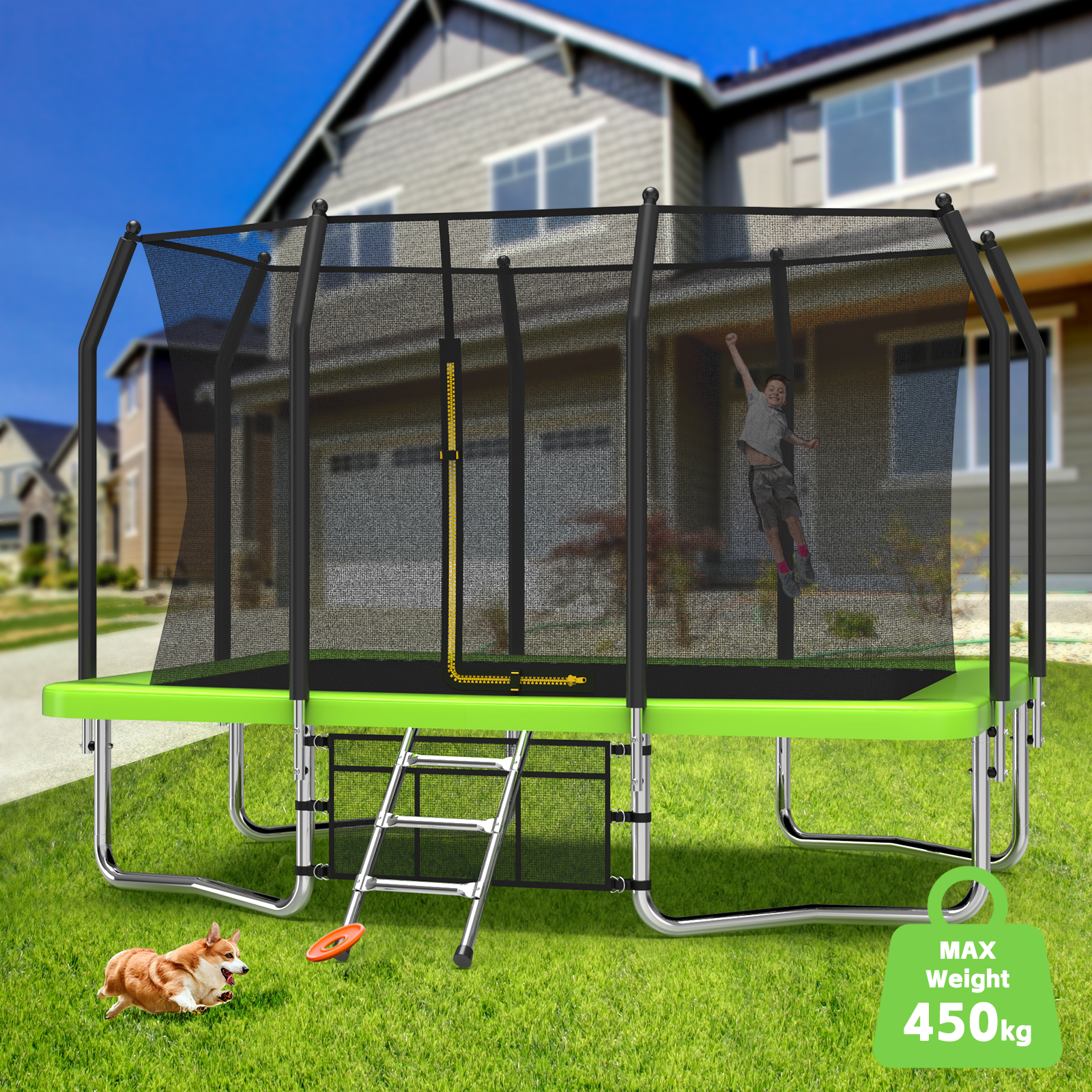 Livara Galvanized Steel-Frame Outdoor Trampoline - Backyard Fun, Safety Enclosure