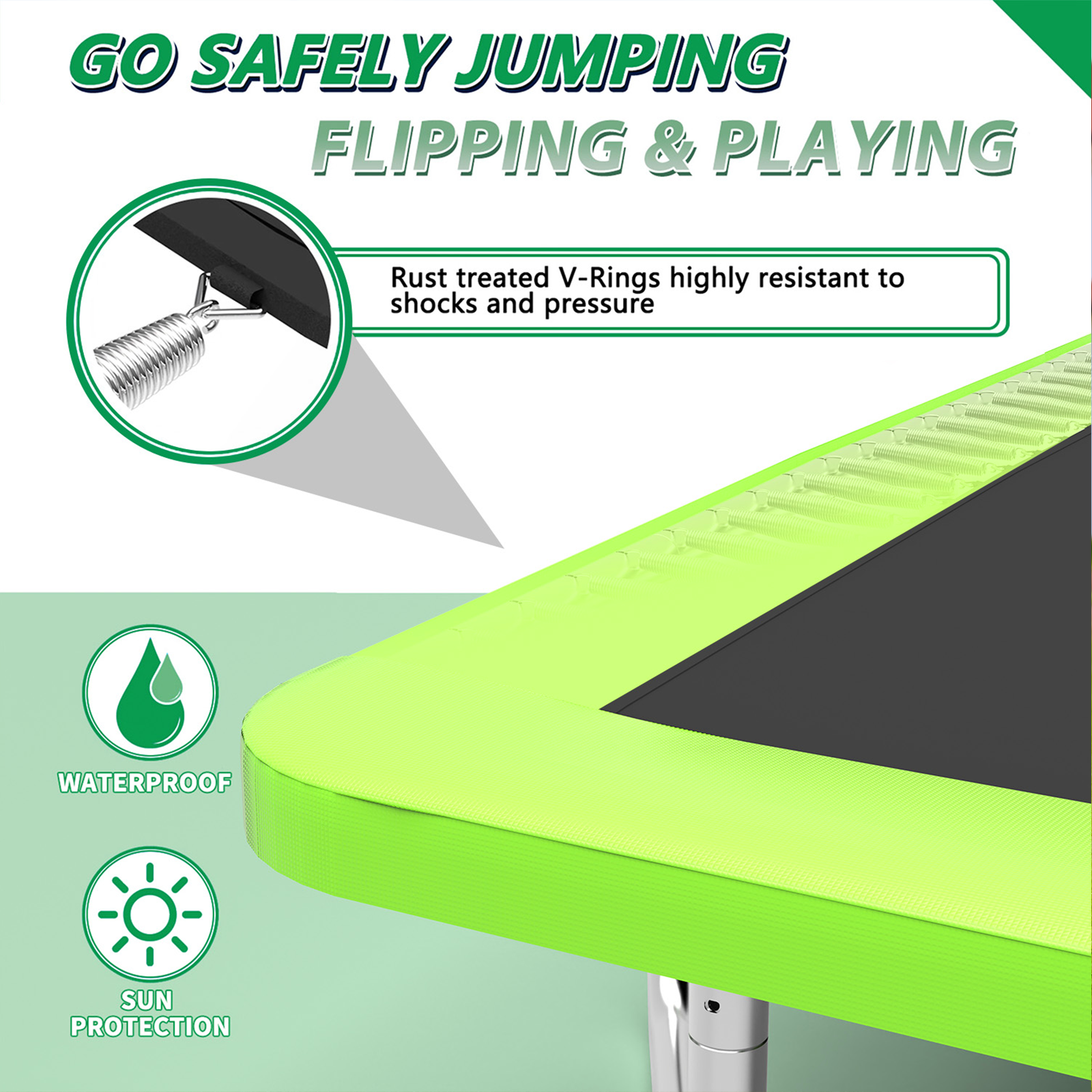 Livara Galvanized Steel-Frame Outdoor Trampoline - Backyard Fun, Safety Enclosure