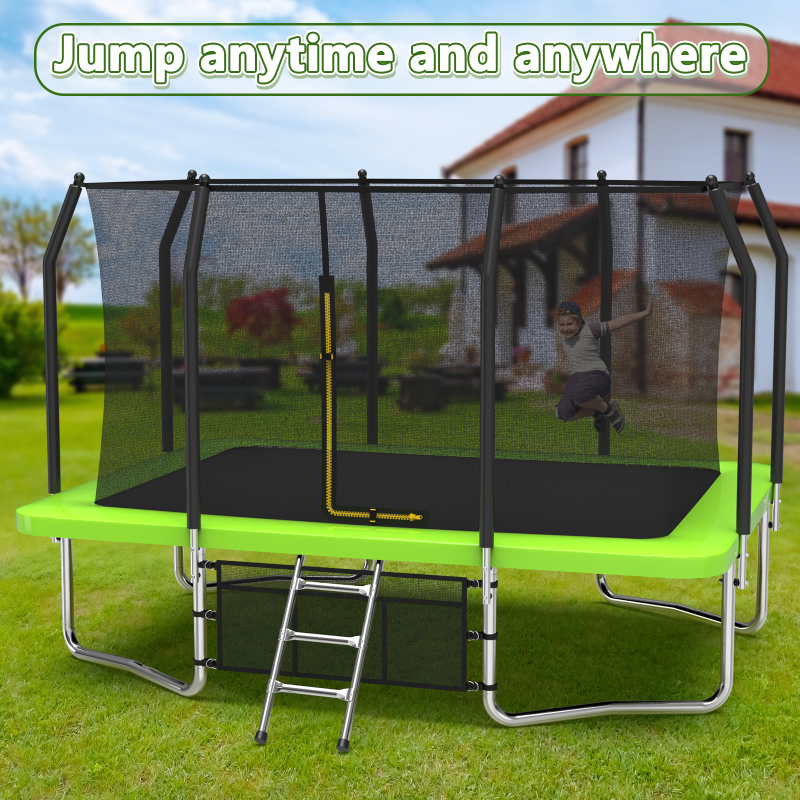 Livara Heavy-Duty Galvanized Outdoor Trampoline - Backyard Fun, UV-Resistant Mat