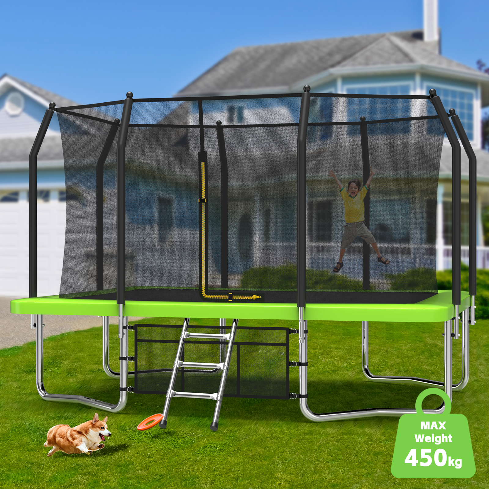 Livara Heavy-Duty Galvanized Outdoor Trampoline - Backyard Fun, UV-Resistant Mat
