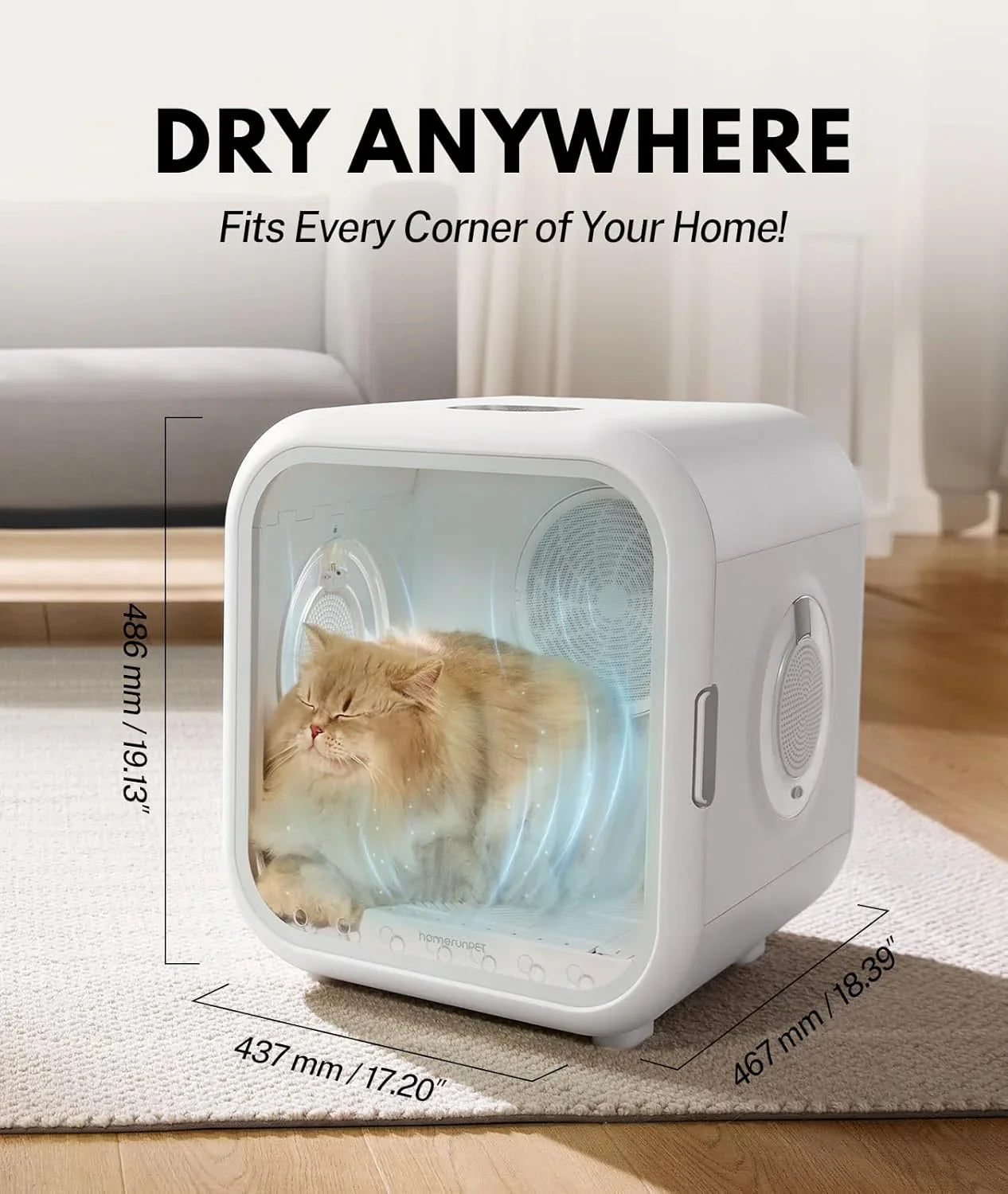 Livara 62L Intelligent-Airflow Pet Dryer Box - Pet Comfort, Professional-Grade Drying