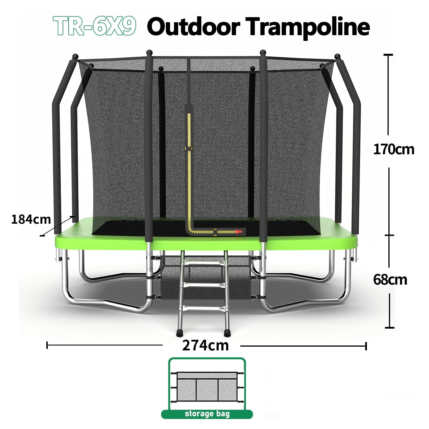 Livara Rectangular Trampoline - Backyard Fun, Galvanised Steel Frame, Safety Enclosure