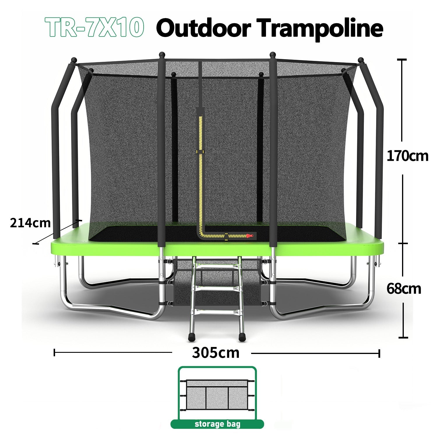 Livara Rectangular Trampoline - Backyard Fun, Galvanised Steel Frame, UV-Resistant Mat