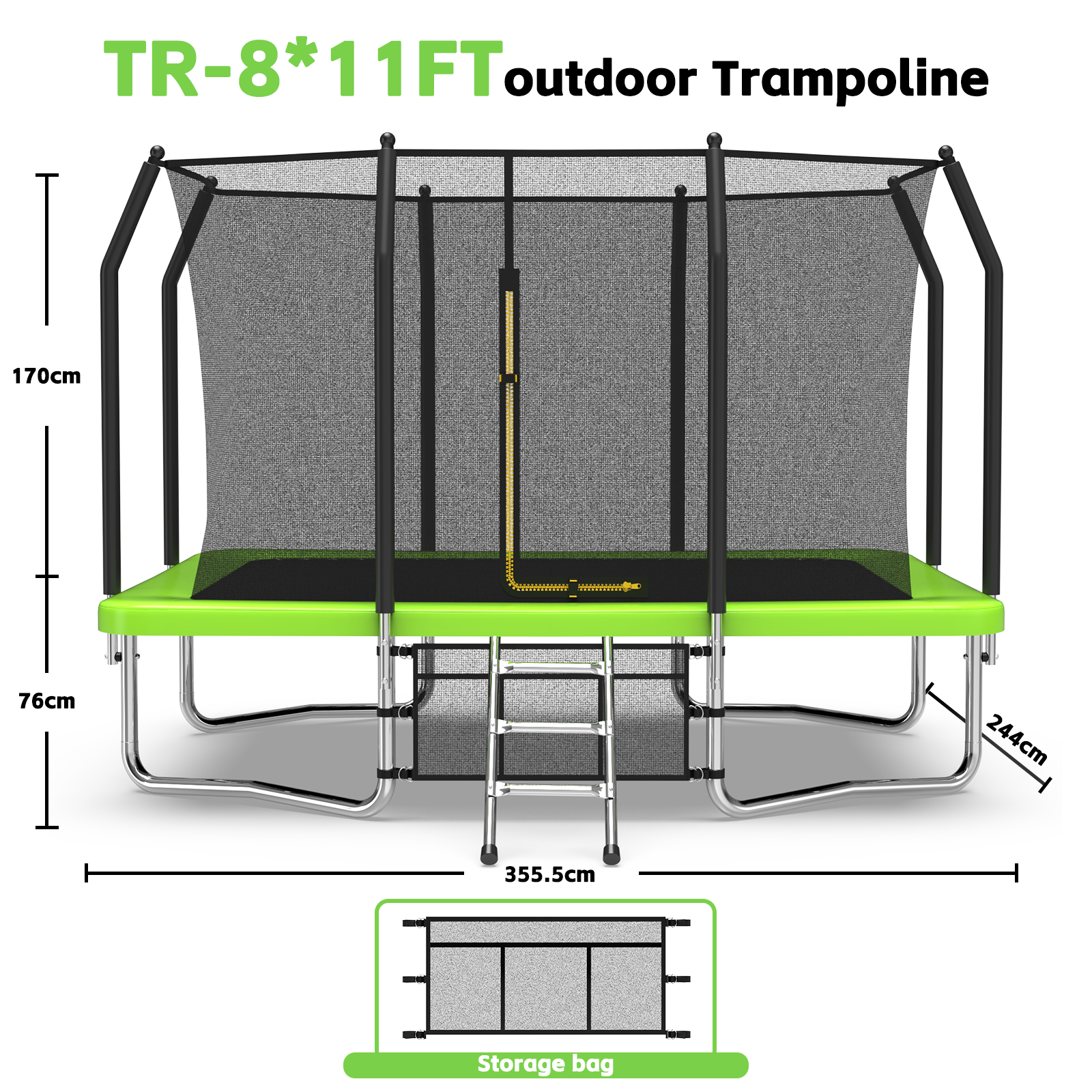 Livara Galvanized Steel-Frame Outdoor Trampoline - Backyard Fun, Safety Enclosure
