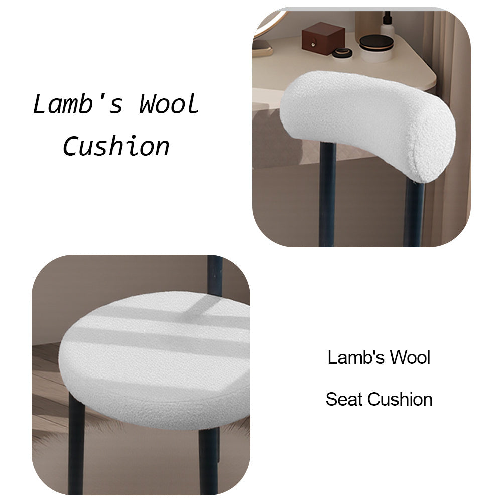 Livara Lambswool Dining Chair - Modern Living Room, Wooden Legs