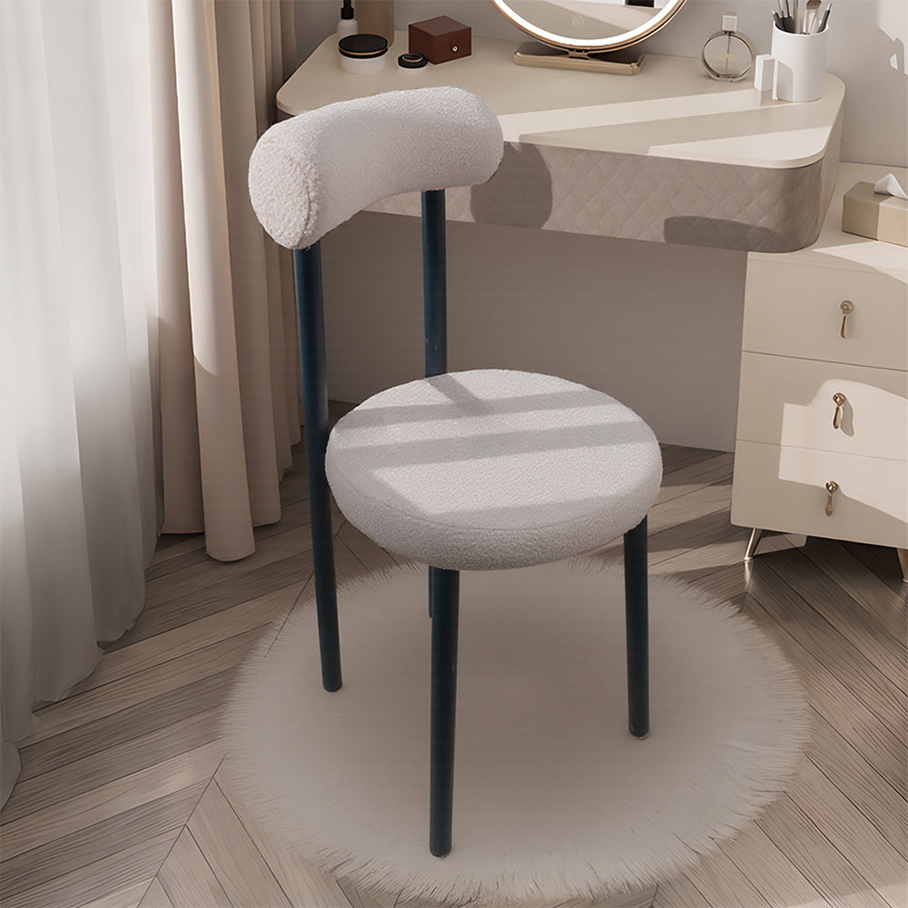 Livara Lambswool Dining Chair - Modern Living Room, Wooden Legs
