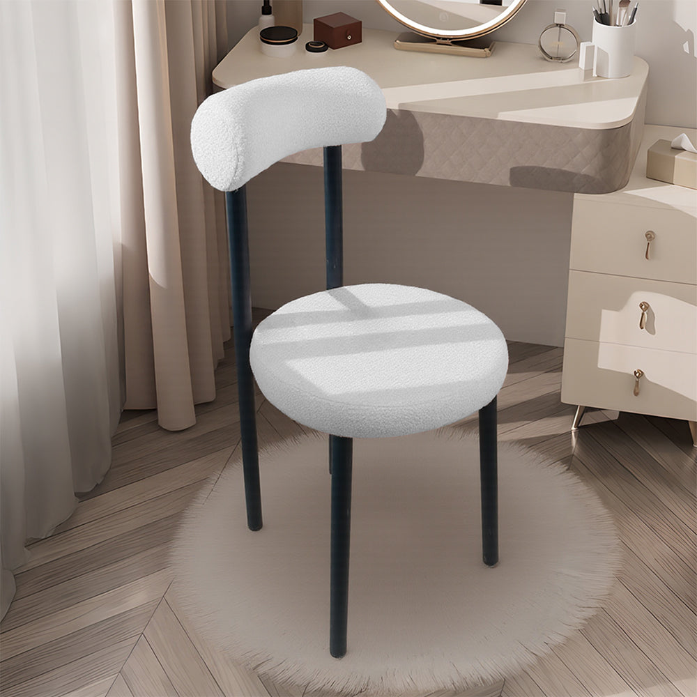 Livara Lambswool Dining Chair - Modern Living Room, Wooden Legs
