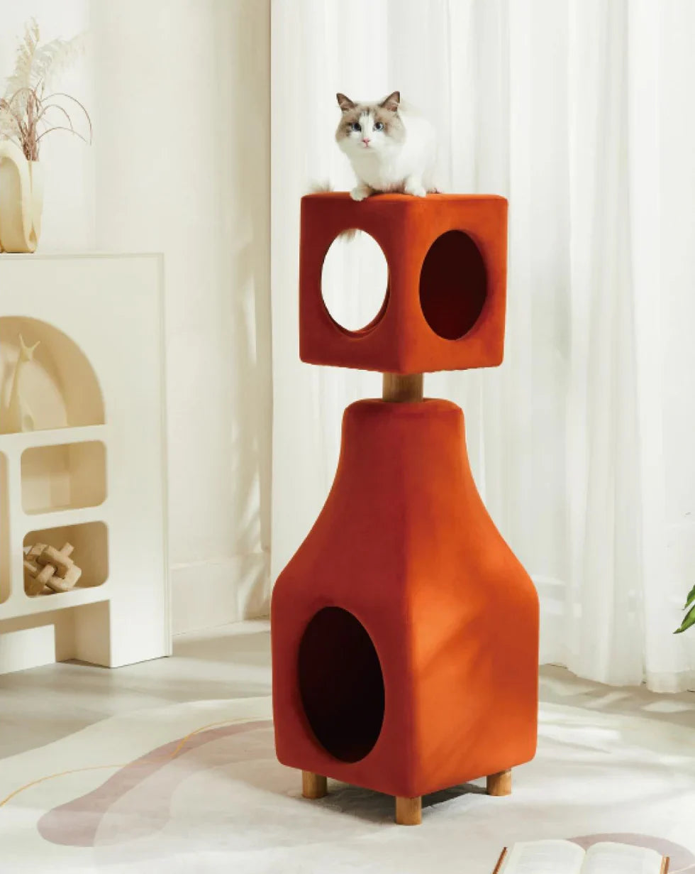 Livara Sculptural Cat Tree Tower - Pet Comfort, Cabin Hideaway