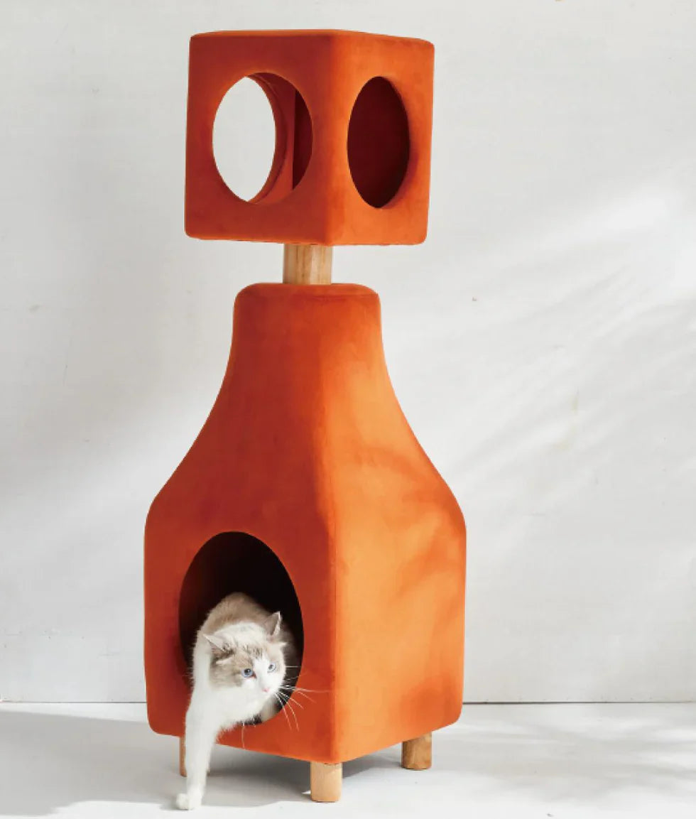 Livara Sculptural Cat Tree Tower - Pet Comfort, Cabin Hideaway