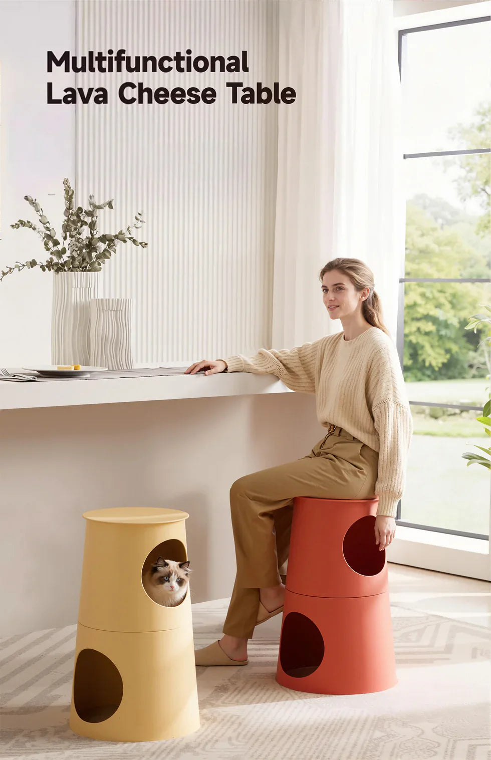 Livara UV-Resistant Pet Cabin Side Table - Apartment Living, Bar Stool Function