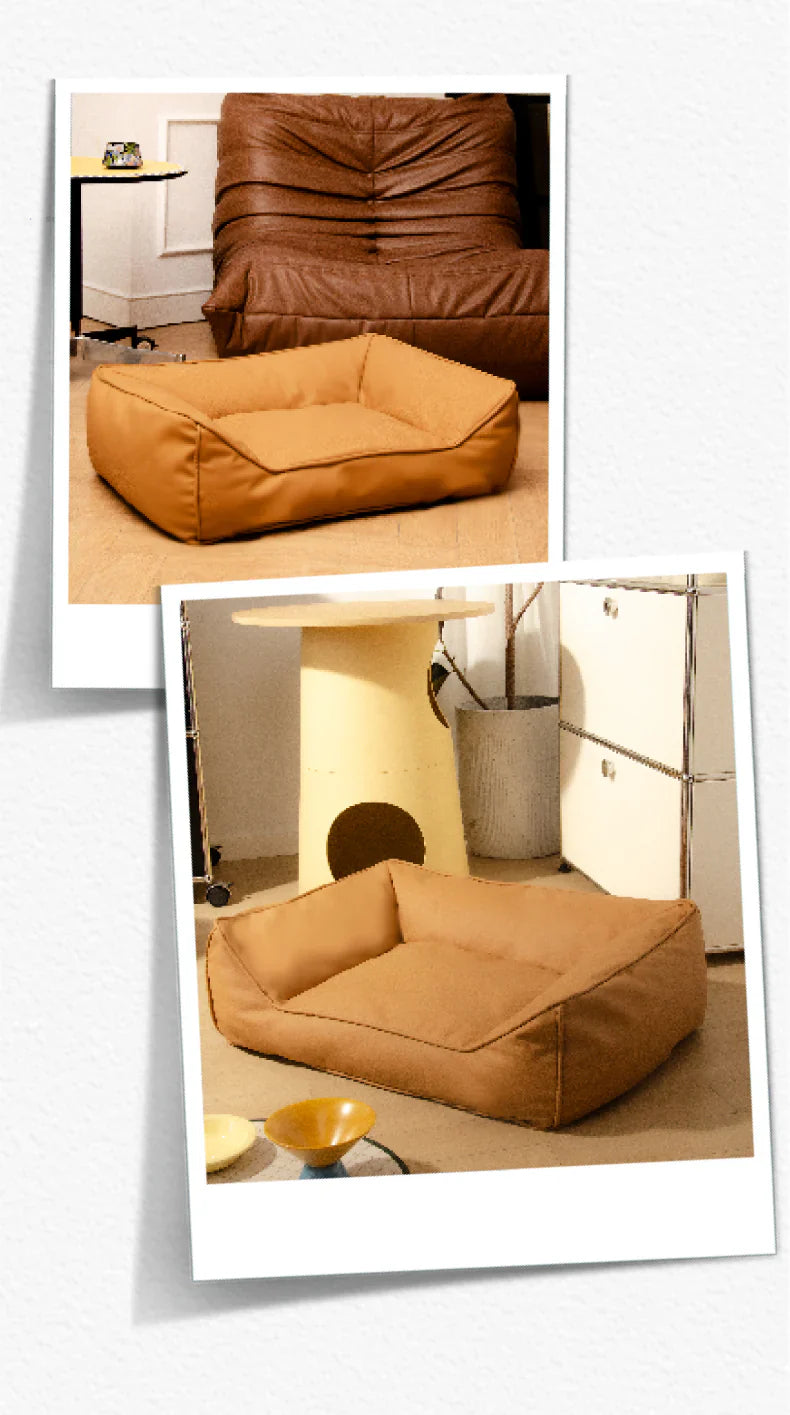 Livara Scratch-Resistant Faux Leather Pet Sofa Bed - Pet Comfort, PP Cotton Cushion