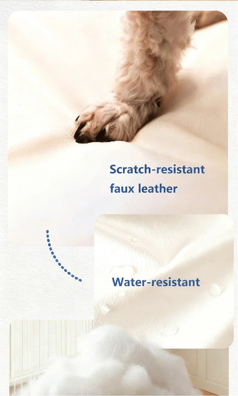 Livara Scratch-Resistant Faux Leather Pet Sofa Bed - Pet Comfort, PP Cotton Cushion