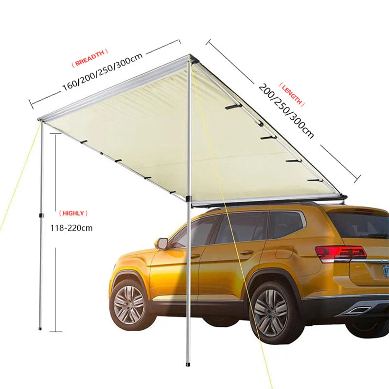 Livara 420D Oxford Car Side Awning - All-Weather Use, UPF50+ Sun Protection