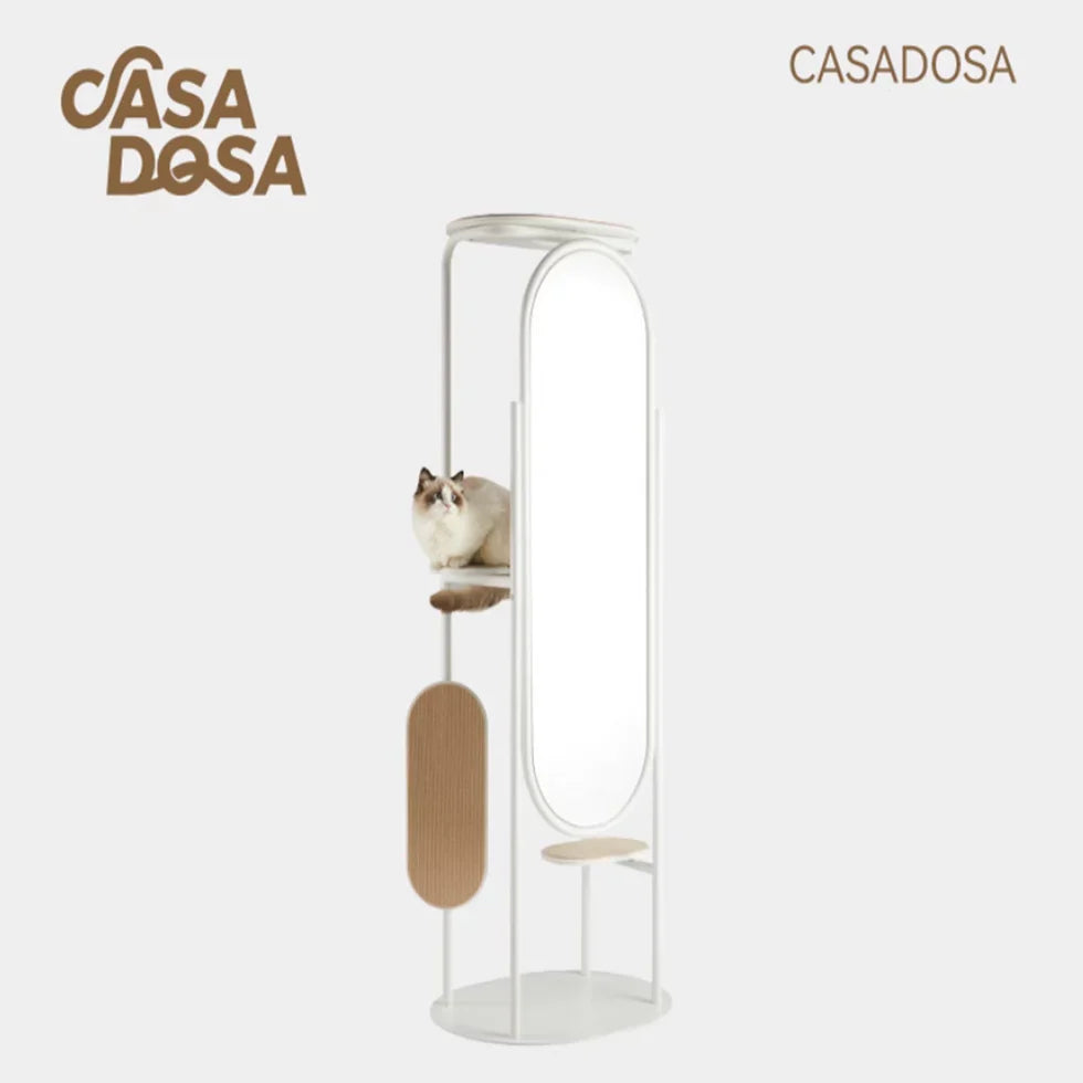 Livara Metal-Frame Full-Length Mirror Cat Tree - Modern Decor, Scratching Board