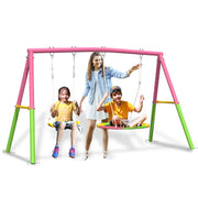 Livara Heavy-Duty Metal Double Swing Set - Backyard Fun, A-Frame Stand, 200kg Capacity