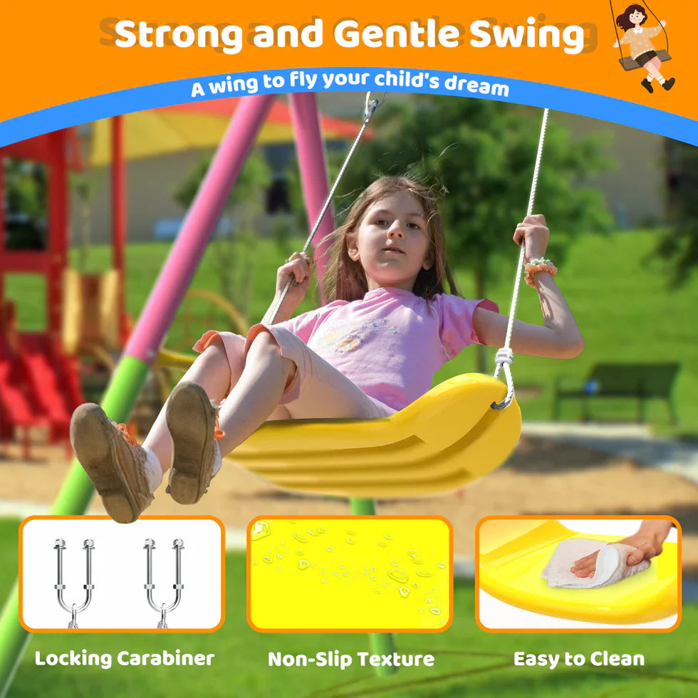 Livara Heavy-Duty Metal Double Swing Set - Backyard Fun, A-Frame Stand, 200kg Capacity