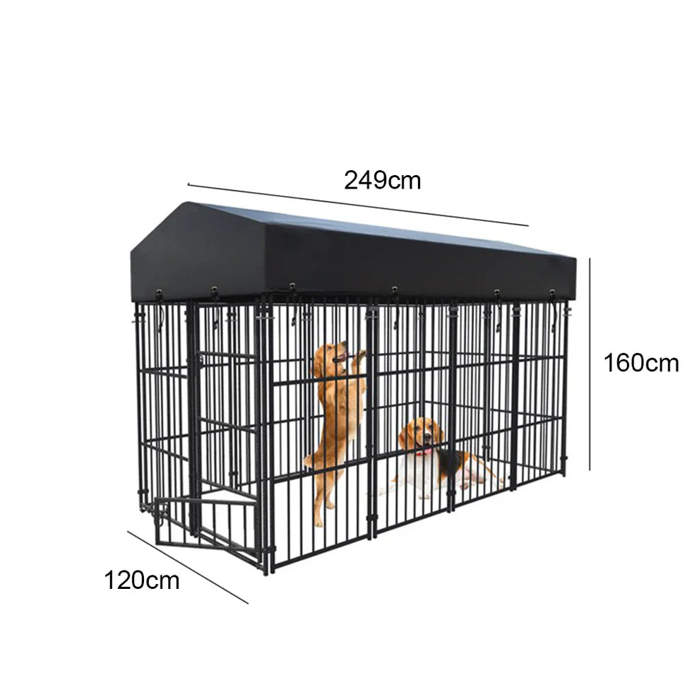 Livara Heavy-Duty Metal Dog Kennel - Indoor & Outdoor, Weatherproof Cover