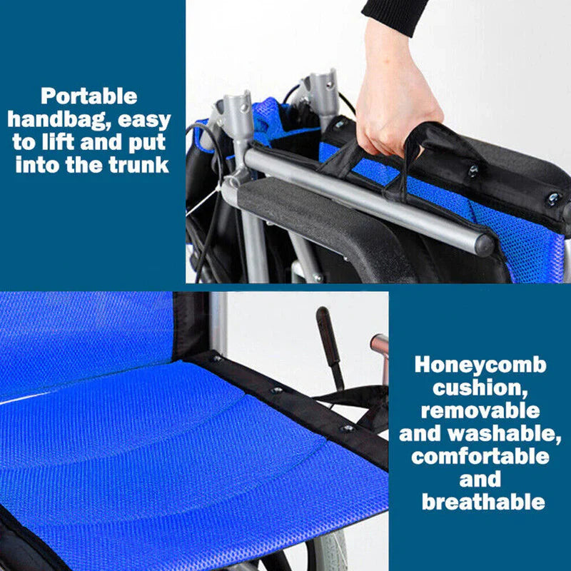 Livara Heavy-Duty Foldable Steel Wheelchair - Daily Mobility, Parking Brake, 150kg Capacity