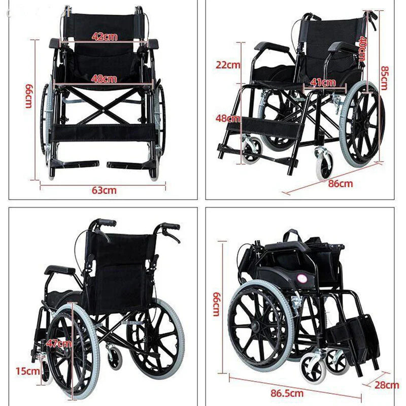 Livara Heavy-Duty Foldable Steel Wheelchair - Daily Mobility, Parking Brake, 150kg Capacity