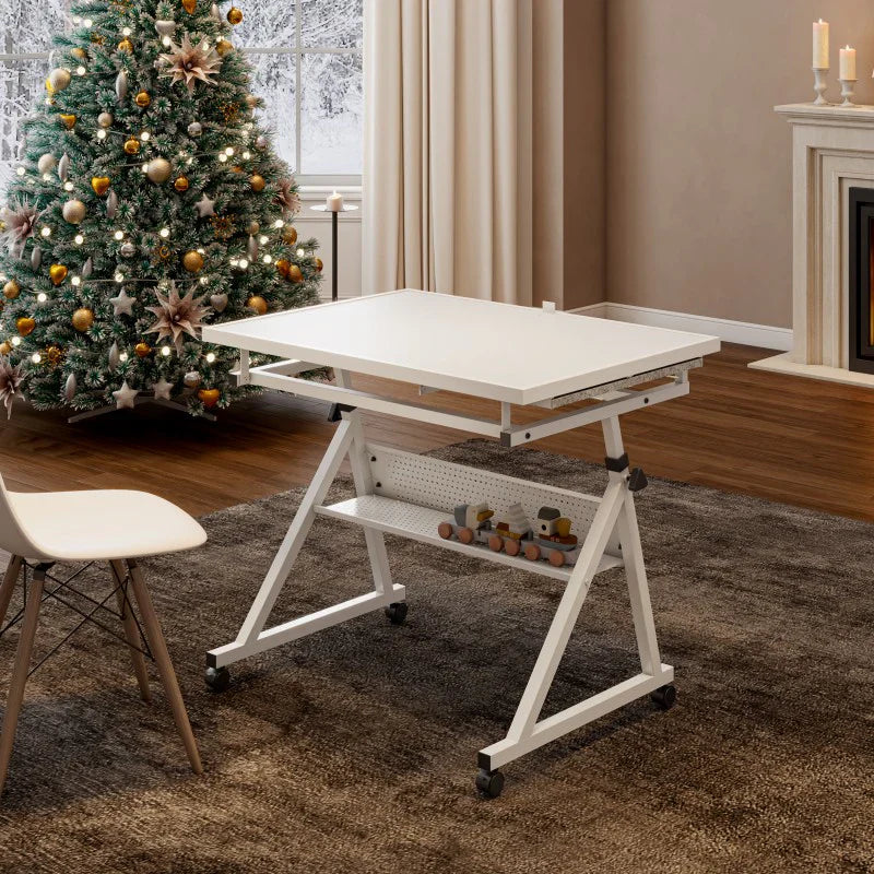 Livara Adjustable Jigsaw Puzzle Table - Family Fun, Metal Base, 4 Storage Trays