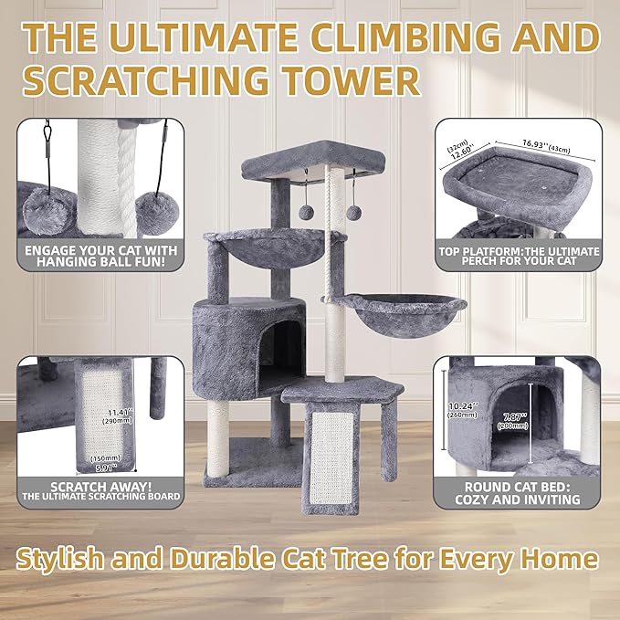 Livara Multi-Level Cat Tree Tower - Pet Comfort, Sisal Scratching Posts