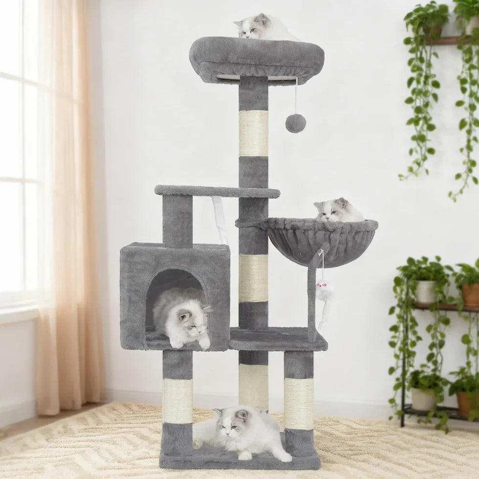 Livara Multi-Level Cat Tree Tower - Pet Comfort, Hammock Basket
