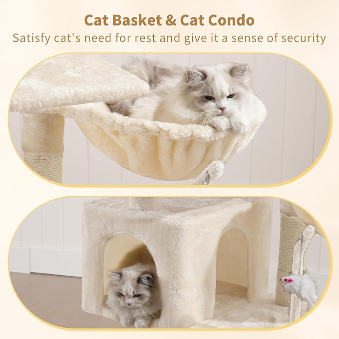 Livara Multi-Level Cat Tree Tower - Pet Comfort, Hammock Basket