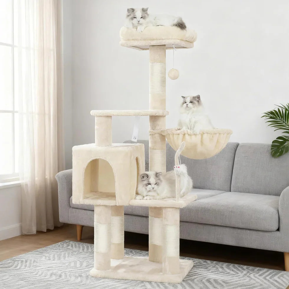 Livara Multi-Level Cat Tree Tower - Pet Comfort, Hammock Basket