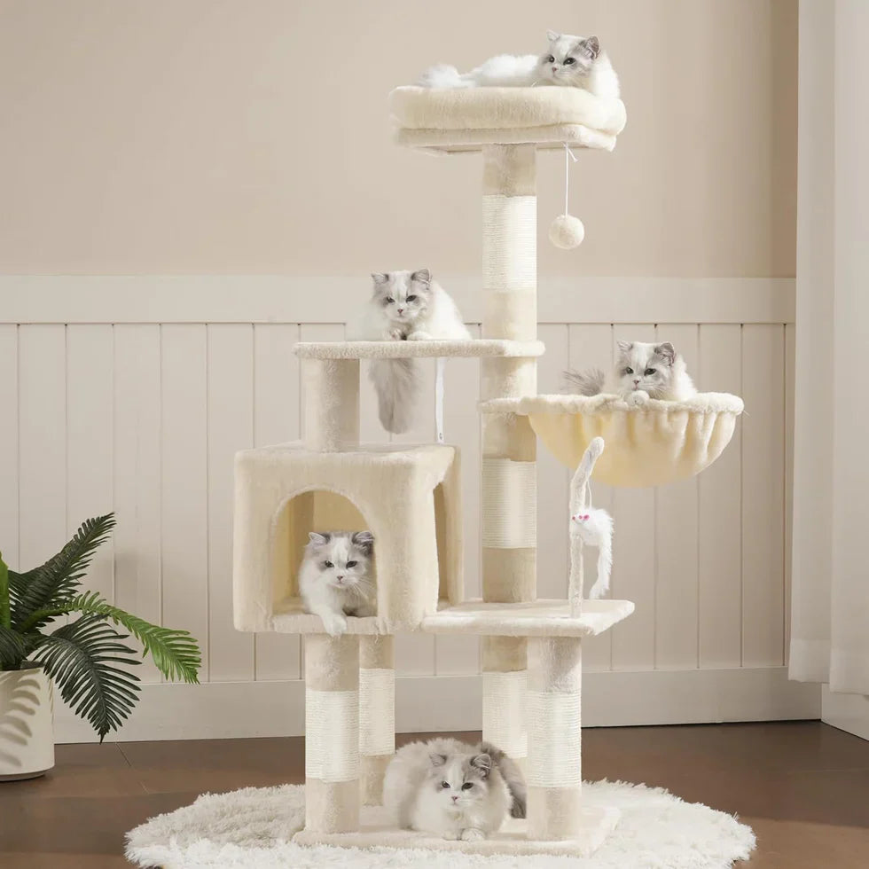 Livara Multi-Level Cat Tree Tower - Pet Comfort, Hammock Basket
