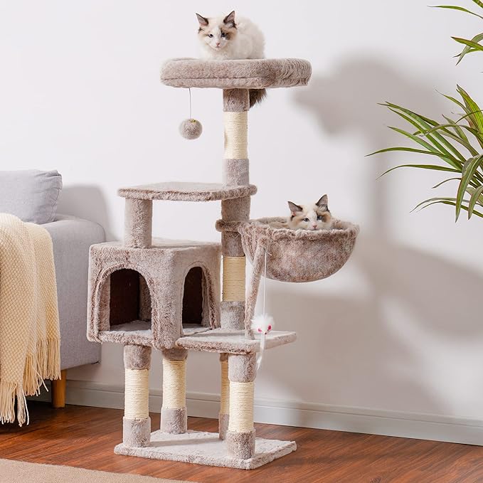 Livara Multi-Level Cat Tree Tower - Pet Comfort, Hammock Basket