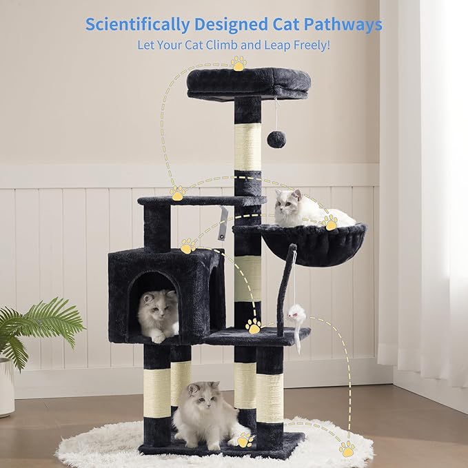 Livara Multi-Level Cat Tree Tower - Pet Comfort, Hammock Basket